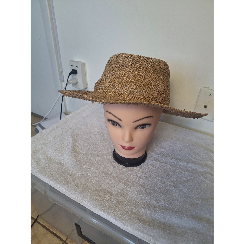 Port Authority Natural Fiber Straw Fedora Sun Hat Tan Wide Brim SHRB 591208